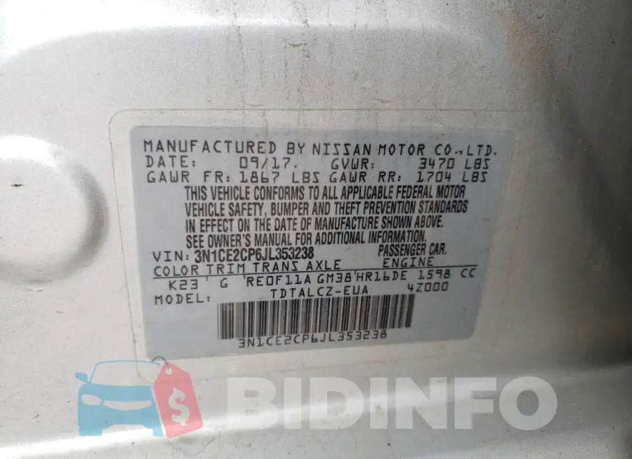 3N1CE2CP6JL353238 Photo# 14