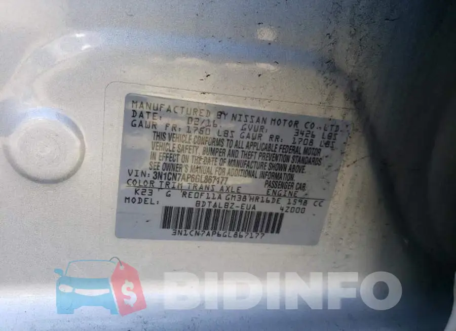 3N1CN7AP6GL867177 Photo# 12