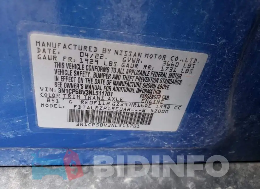 3N1CP5BV3NL511701 Photo# 13
