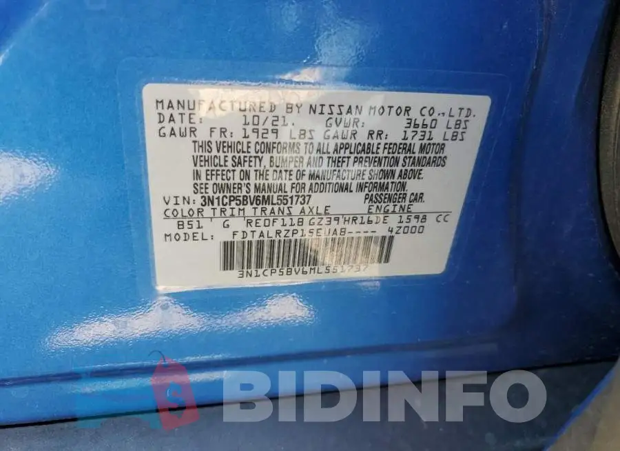 3N1CP5BV6ML551737 Photo# 12