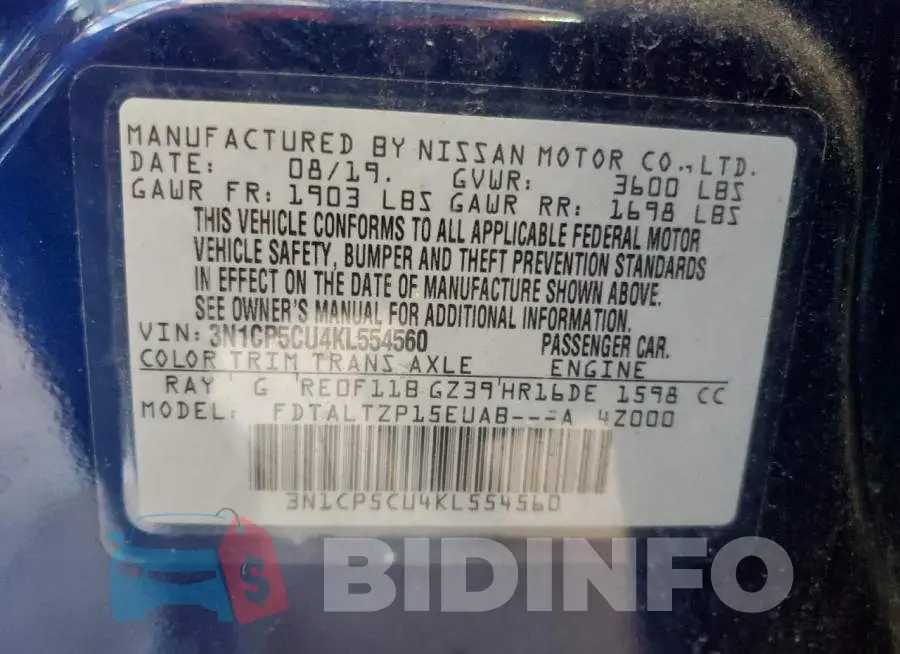 3N1CP5CU4KL554560 Photo# 14