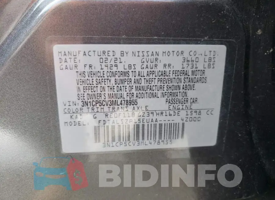 3N1CP5CV3ML478955 Photo# 14