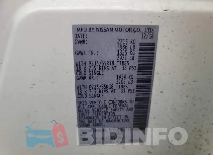 5N1DR2MN6KC598620 Photo# 14