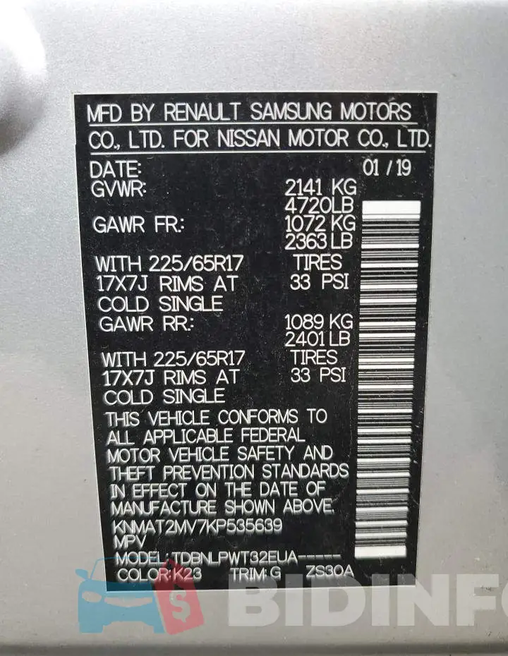 KNMAT2MV7KP535639 Photo# 13
