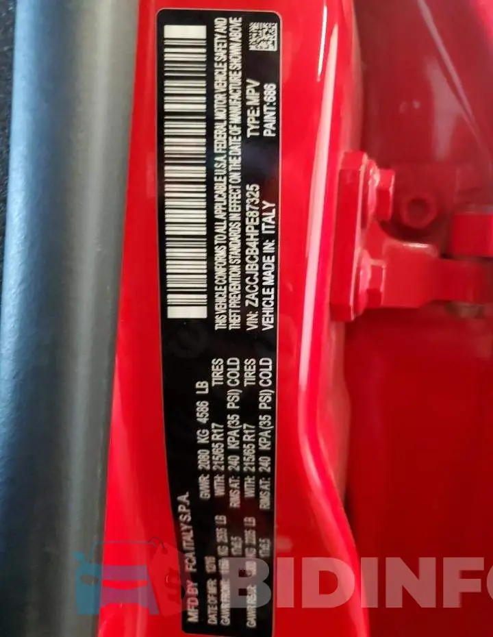 ZACCJBCB4HPE87325 Photo# 14