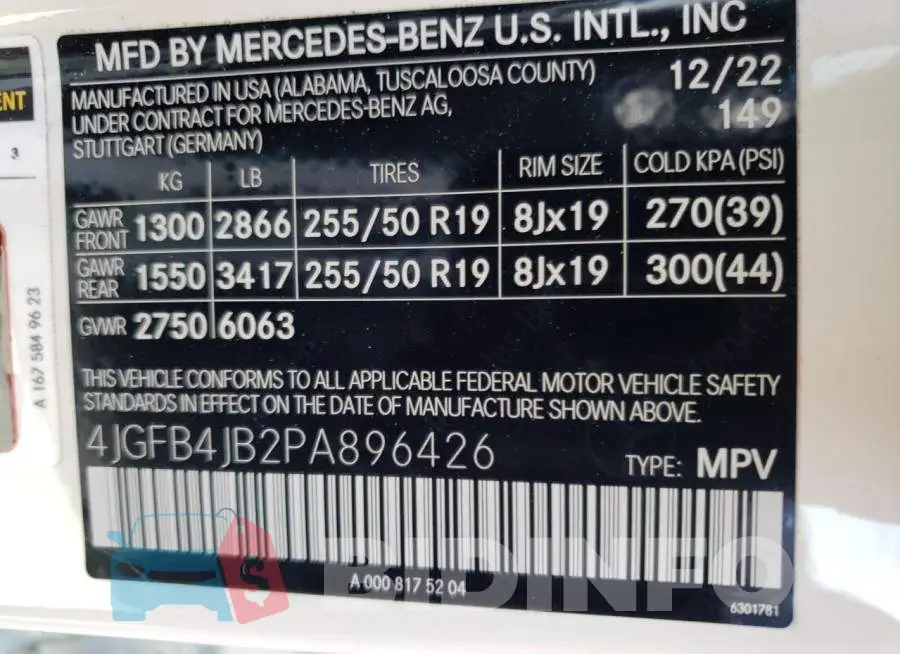 4JGFB4JB2PA896426 Photo# 14