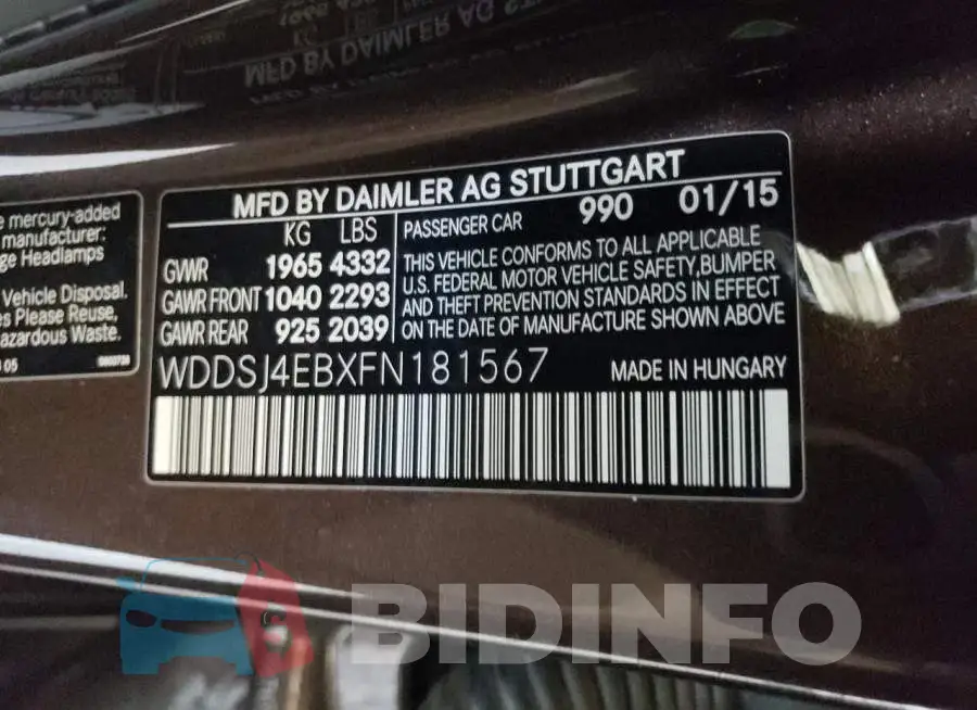 WDDSJ4EBXFN181567 Photo# 12