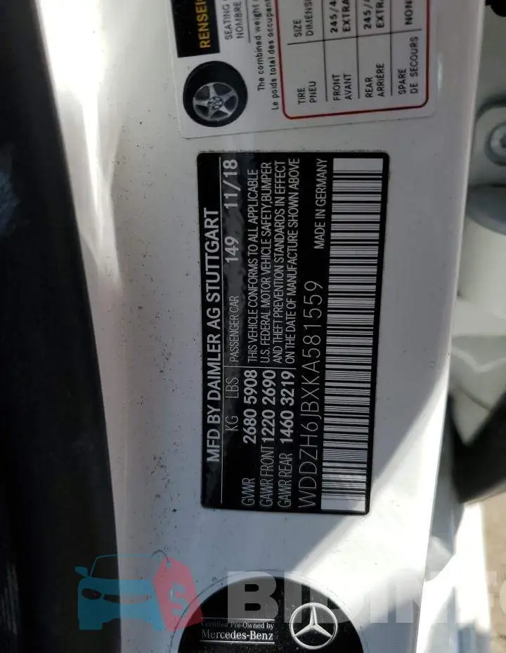 WDDZH6JBXKA581559 Photo# 12