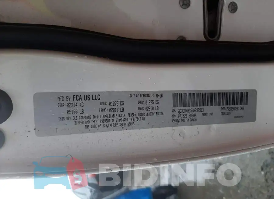 2C3CDXBG5GH297913 Photo# 12
