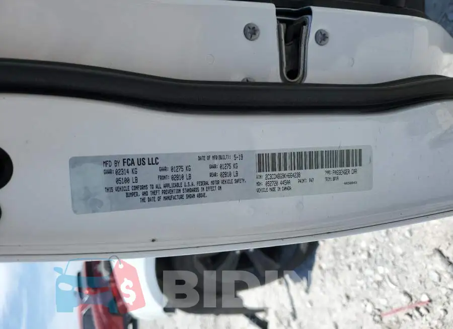 2C3CDXBG9KH664238 Photo# 12