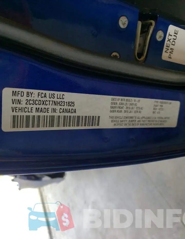 2C3CDXCT7NH231825 Photo# 12