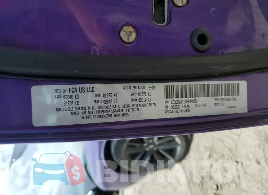 2C3CDZAG1KH684089 Photo# 12