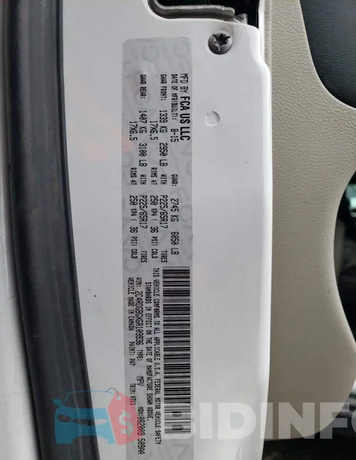 2C4RDGBGXGR109936 Photo# 13