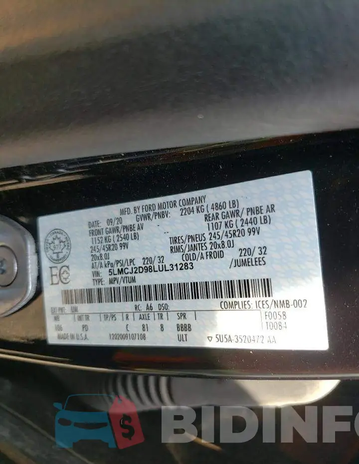 5LMCJ2D98LUL31283 Photo# 14