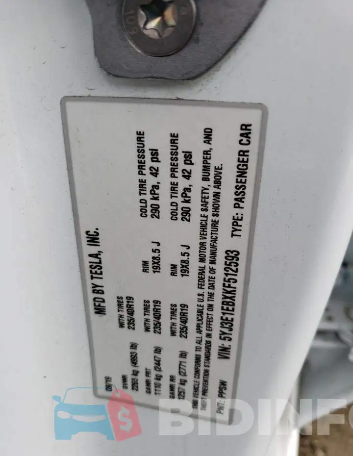 5YJ3E1EBXKF512593 Photo# 12