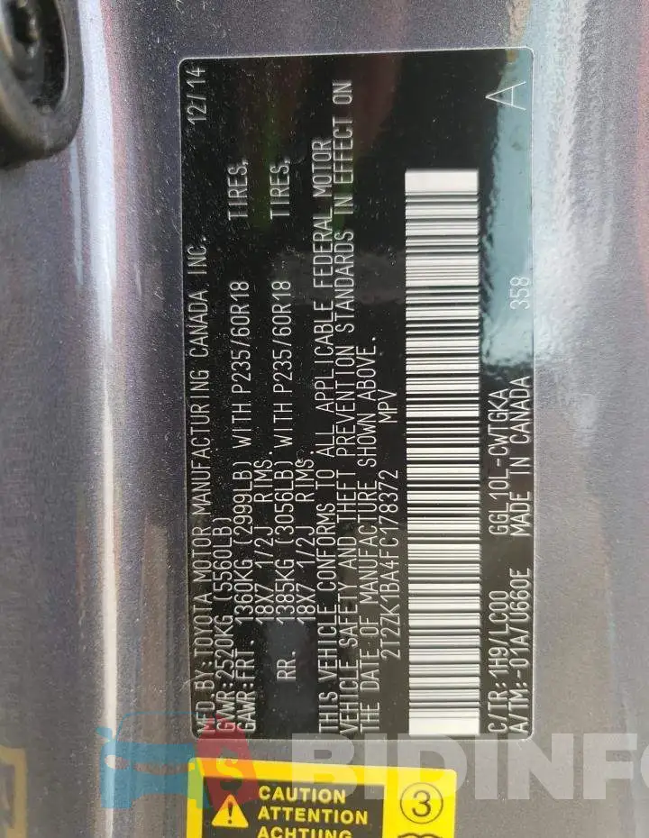 2T2ZK1BA4FC178372 Photo# 14