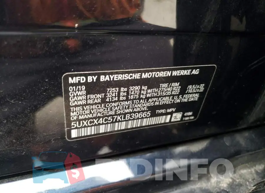 5UXCX4C57KLB39665 Photo# 13