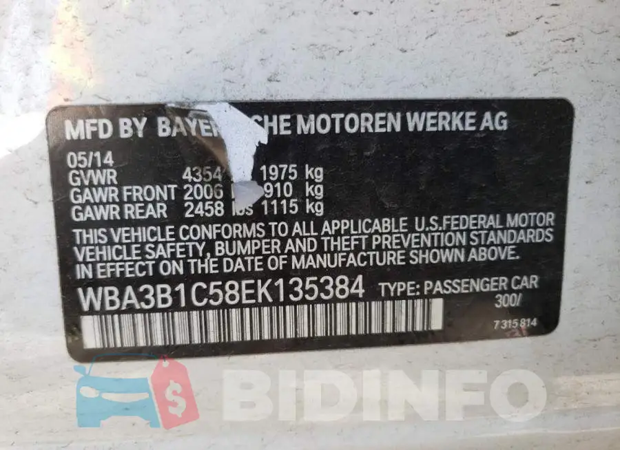 WBA3B1C58EK135384 Photo# 12