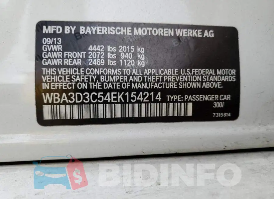 WBA3D3C54EK154214 Photo# 13