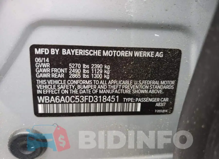 WBA6A0C53FD318451 Photo# 12
