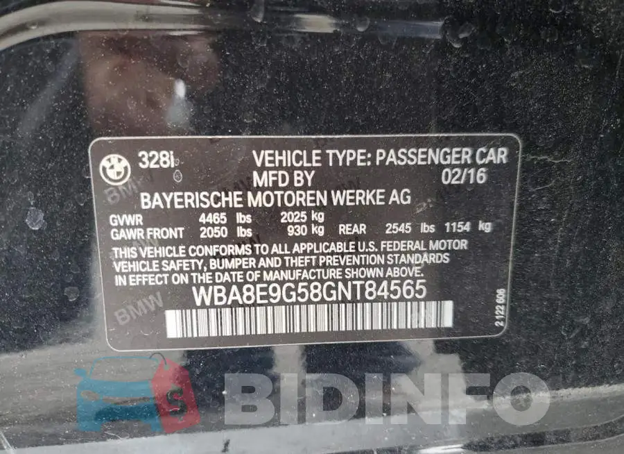 WBA8E9G58GNT84565 Photo# 12