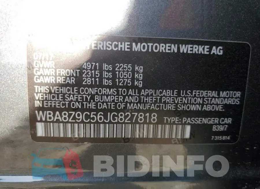 WBA8Z9C56JG827818 Photo# 12