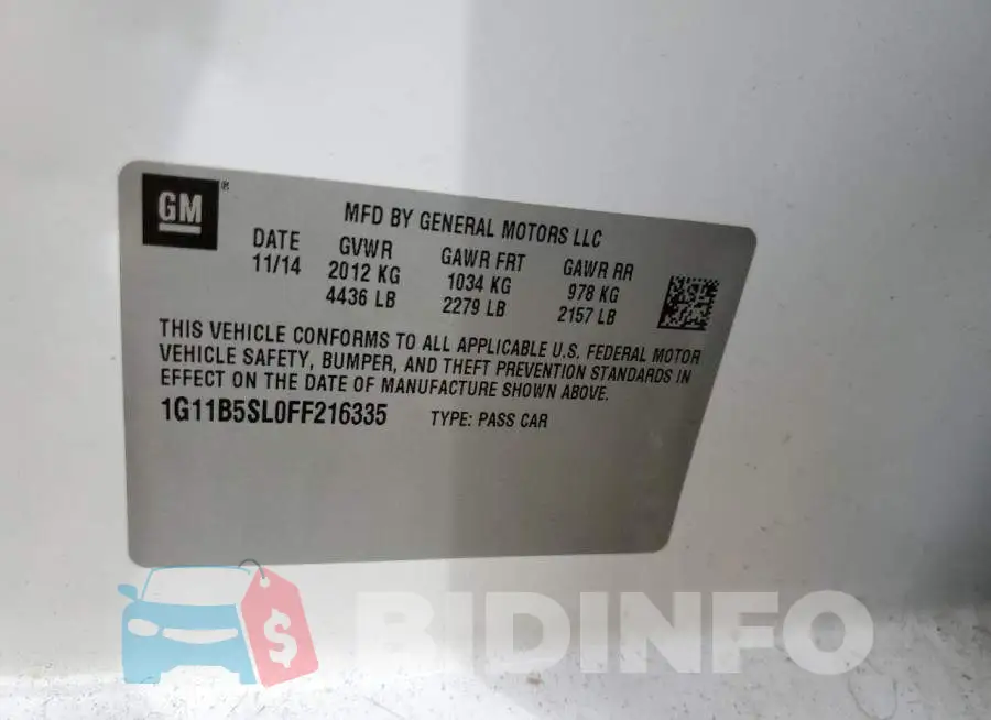 1G11B5SL0FF216335 Photo# 12