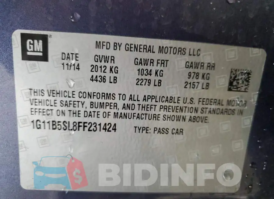 1G11B5SL8FF231424 Photo# 13