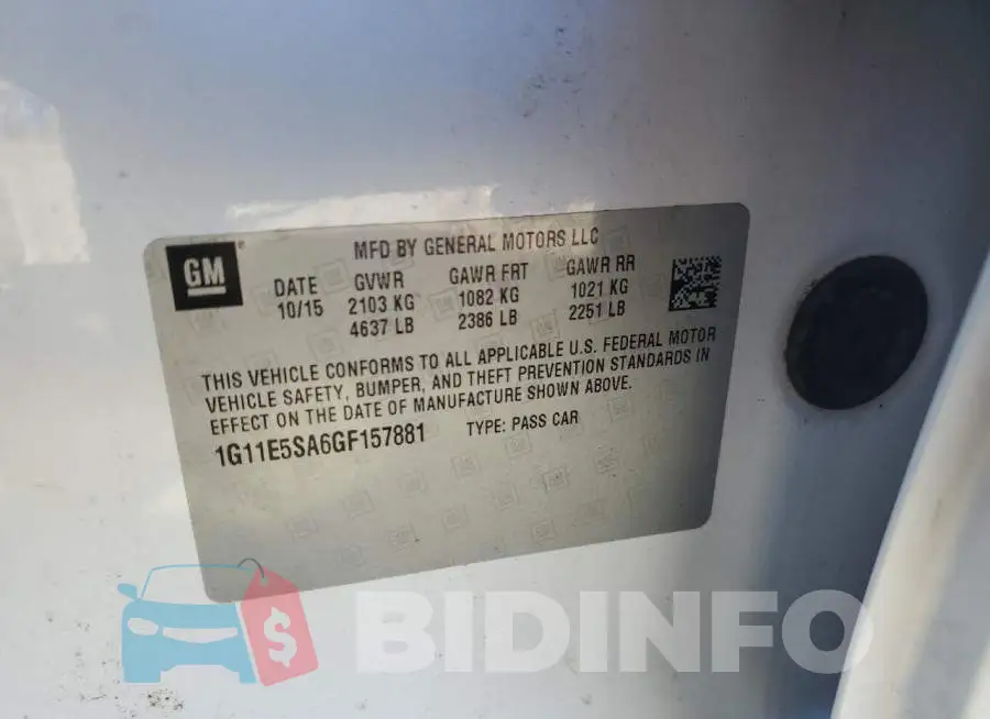 1G11E5SA6GF157881 Photo# 12