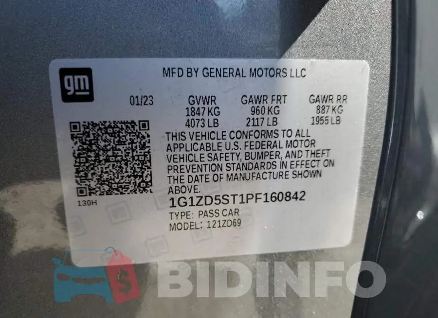 1G1ZD5ST1PF160842 Photo# 12