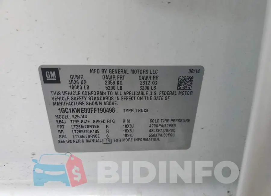 1GC1KWE80FF190498 Photo# 12