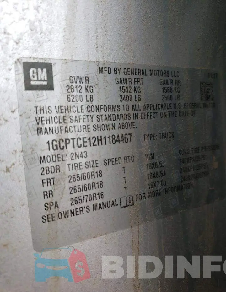 1GCPTCE12H1184467 Photo# 13