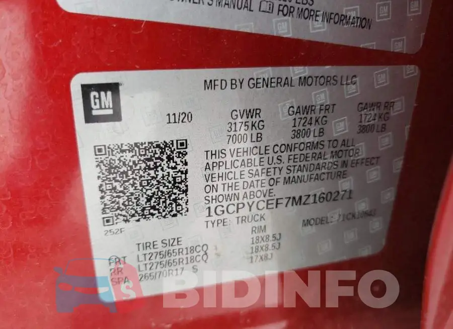 1GCPYCEF7MZ160271 Photo# 12