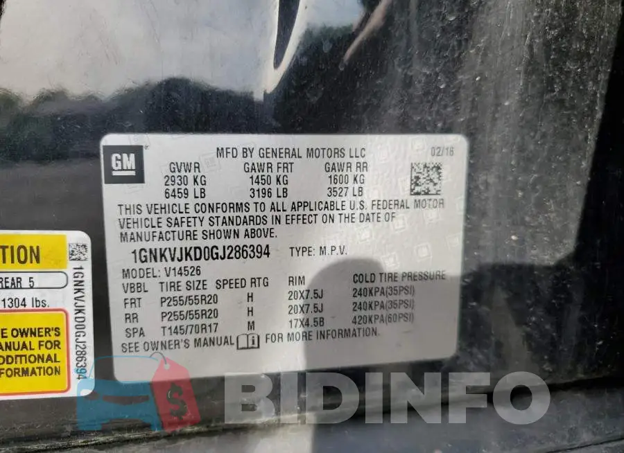1GNKVJKD0GJ286394 Photo# 13