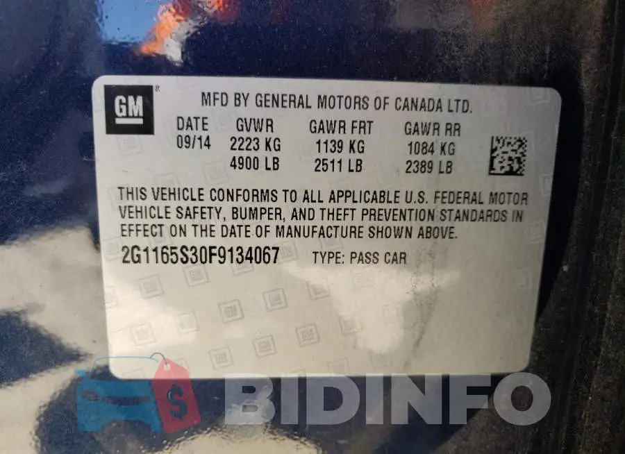2G1165S30F9134067 Photo# 12