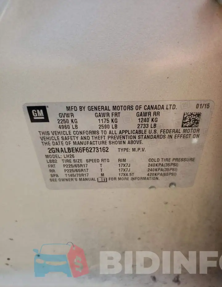 2GNALBEK6F6273162 Photo# 12