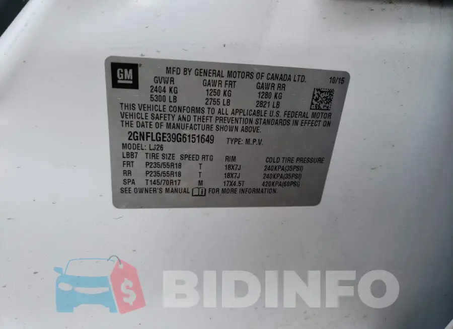 2GNFLGE39G6151649 Photo# 13