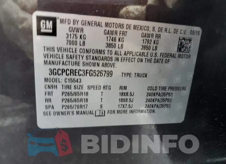 3GCPCREC3FG526799 Photo# 12