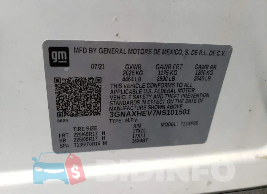 3GNAXHEV7NS101501 Photo# 13