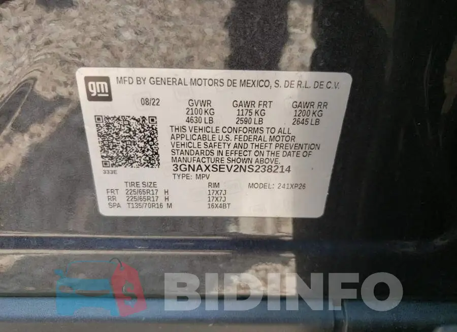 3GNAXSEV2NS238214 Photo# 13