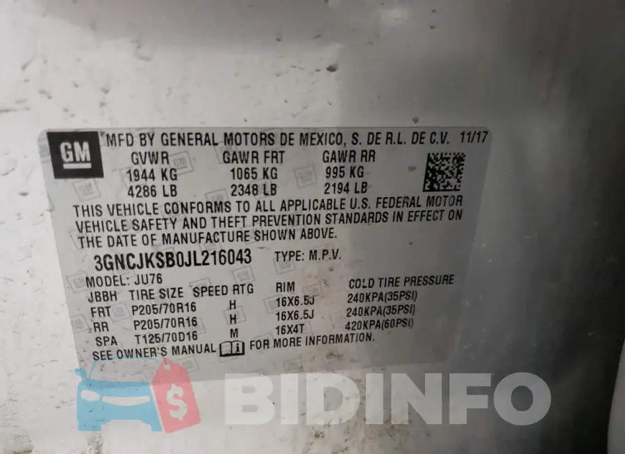 3GNCJKSB0JL216043 Photo# 12