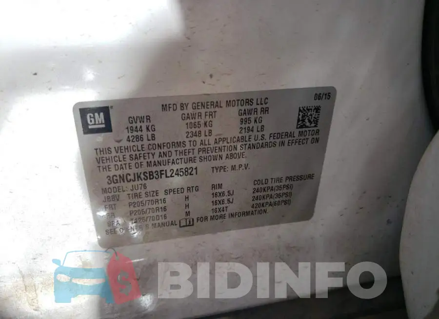 3GNCJKSB3FL245821 Photo# 13
