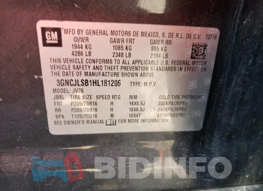 3GNCJLSB1HL181206 Photo# 13