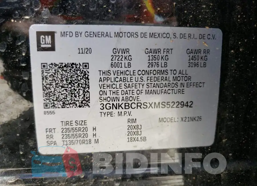 3GNKBCRSXMS522942 Photo# 14
