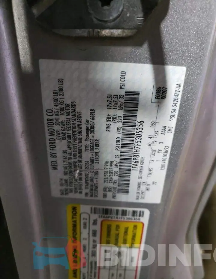 1FA6P8TH7F5305356 Photo# 12