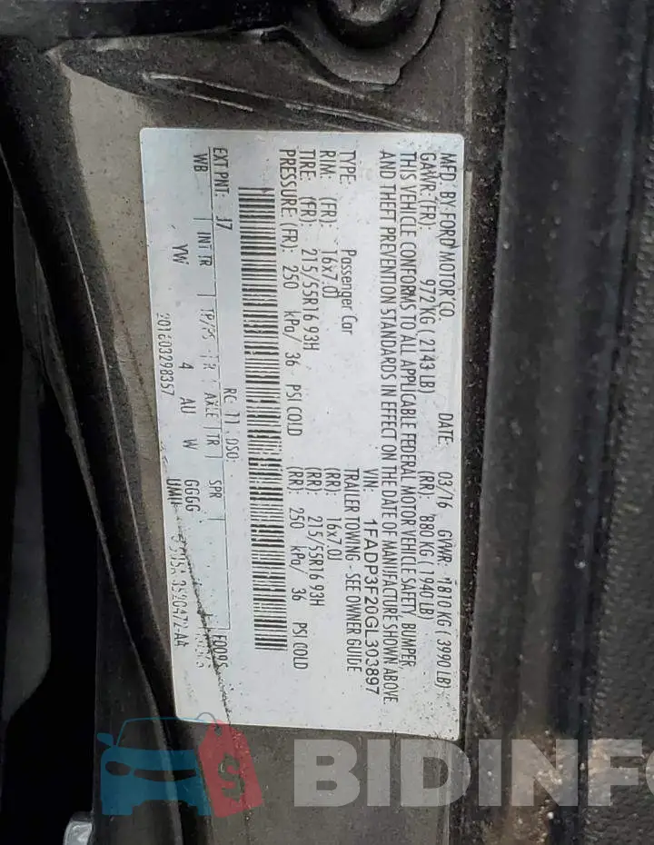 1FADP3F20GL303897 Photo# 12