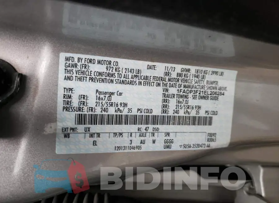 1FADP3F21EL206284 Photo# 12