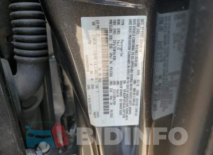 1FADP3F22JL321129 Photo# 12