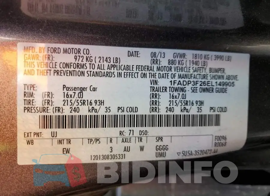 1FADP3F26EL149905 Photo# 12
