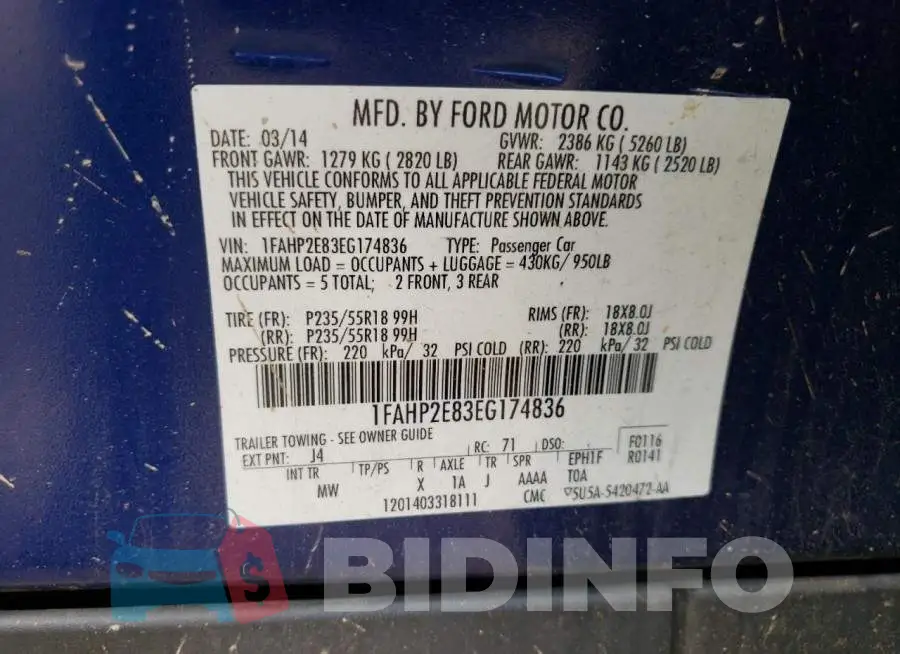 1FAHP2E83EG174836 Photo# 12